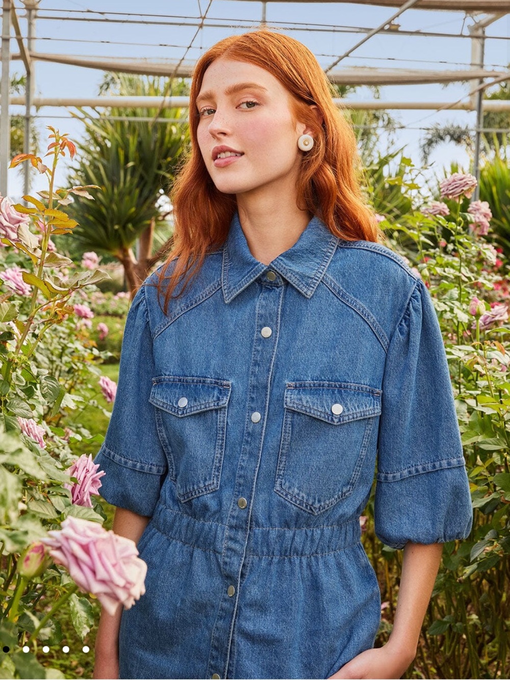NWT FARM Rio Denim Puff Sleeve jacket shirt